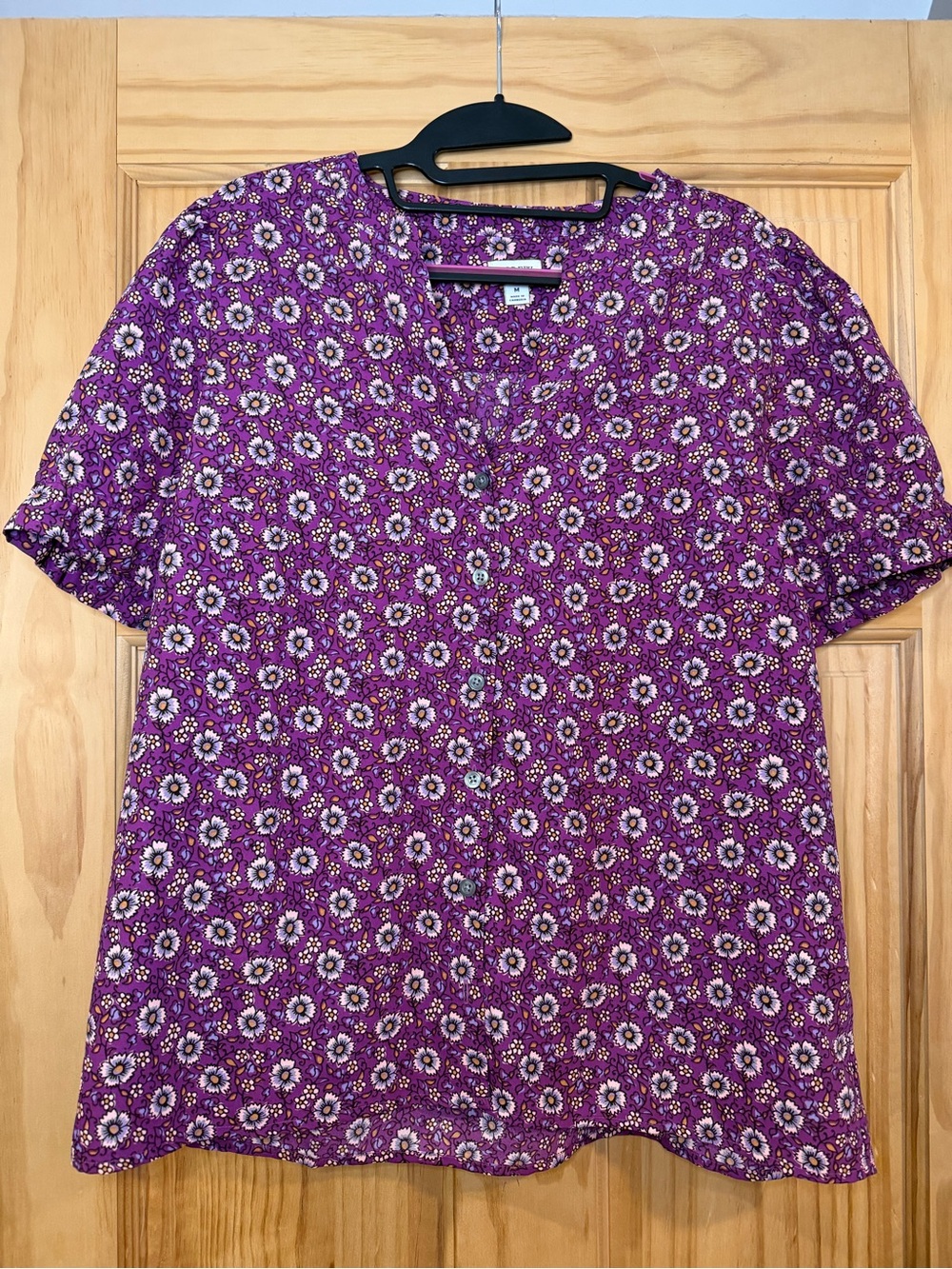 J Crew Factory Purple Floral Button Front Blouse